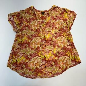 Torrid Floral Print Rayon Crepe Tie Flutter Sleeve Peasant Top Womens Size 1X